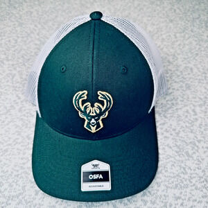 Milwaukee Bucks NBA Fan Favorite Snapback Hat Green White Mesh Trucker Cap OSFA